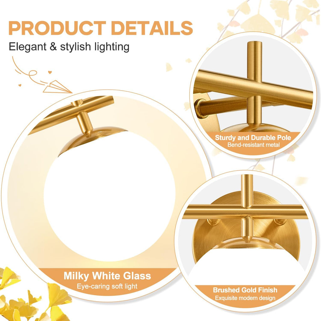 Gold Milky Glass Bathroom Vanity Wall Sconce