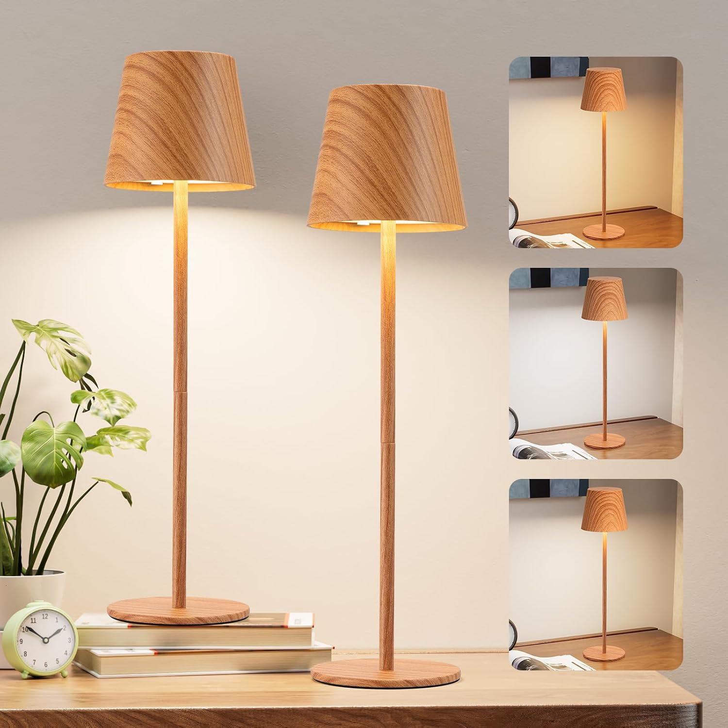 Woodgrain Wireless Dimmable Dining Table Lamps