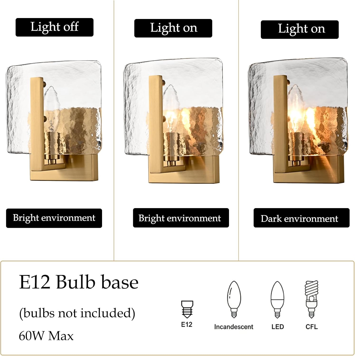 Gold Water Ripple Glass Wall Sconce Lights