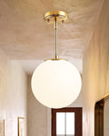 Brass Milk Glass Kitchen Globe Pendant Light
