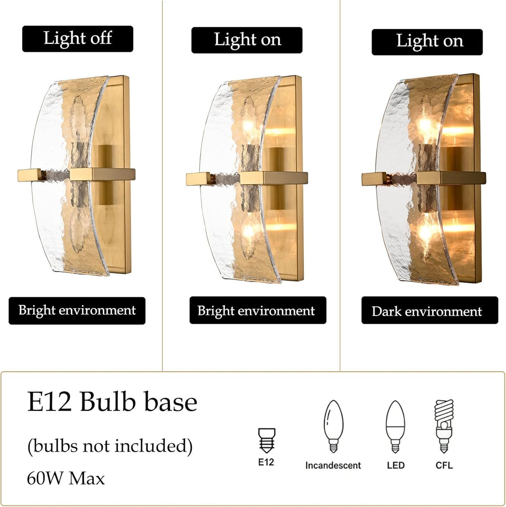 Gold Glass Wall Sconce Bedroom Living Room Lighting