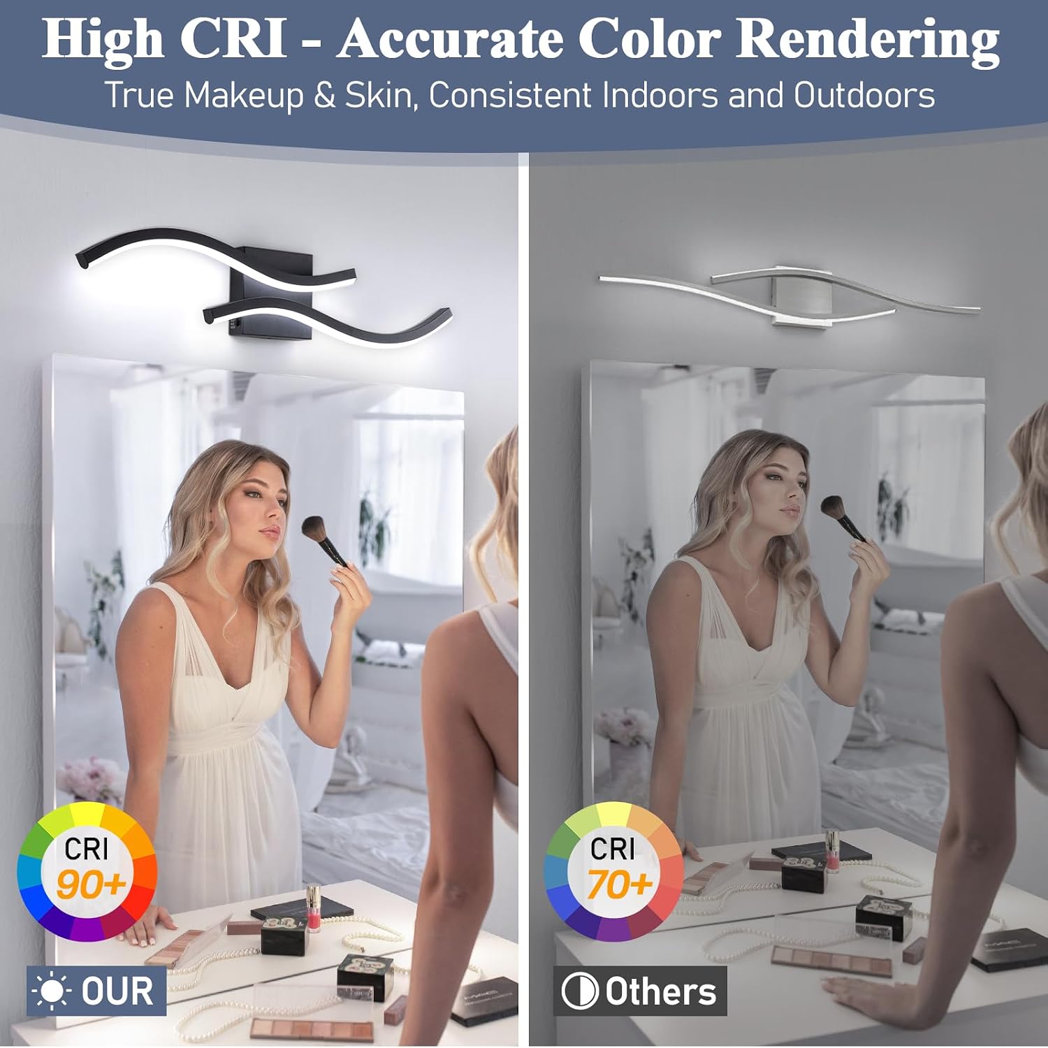 Black Dimmable LED Bathroom Mirror Vanity Light