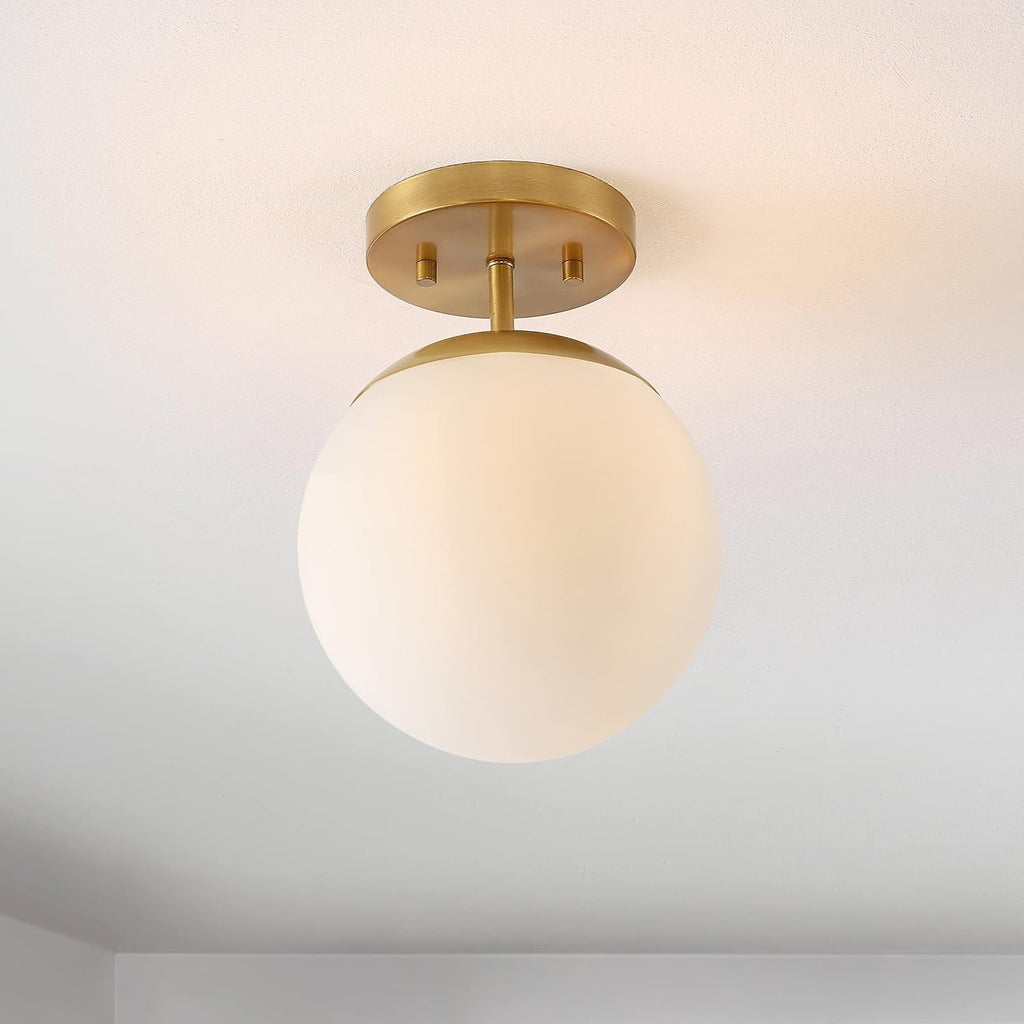 Brass Frosted Glass Globe Ceiling Lamp