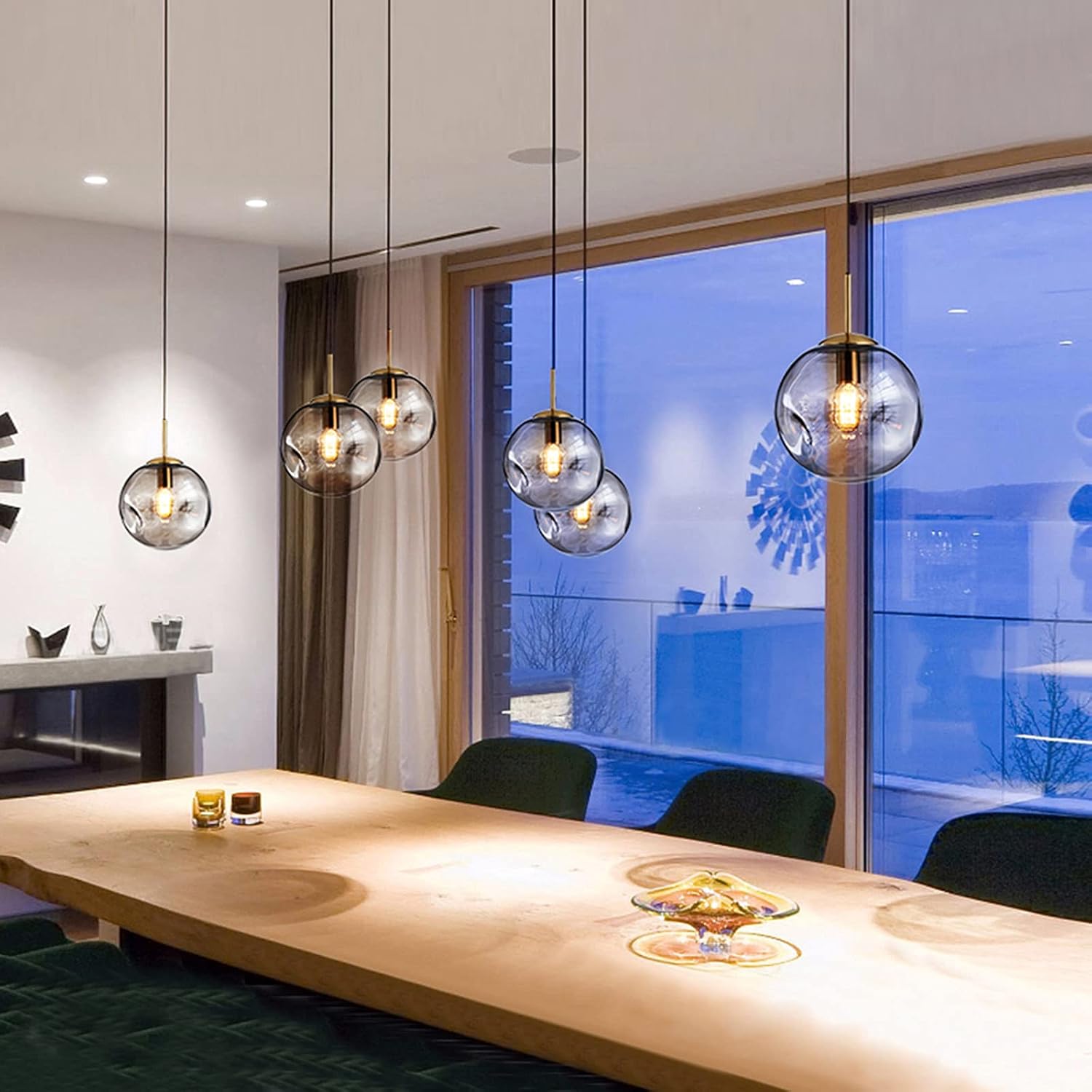 Gold Amber Glass Globe Pendant Lamp
