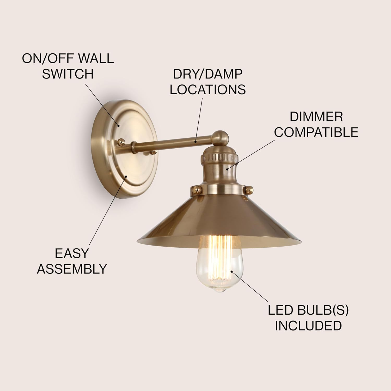 Farmhouse Brass Wall Sconce Bathroom Vanity Lamp