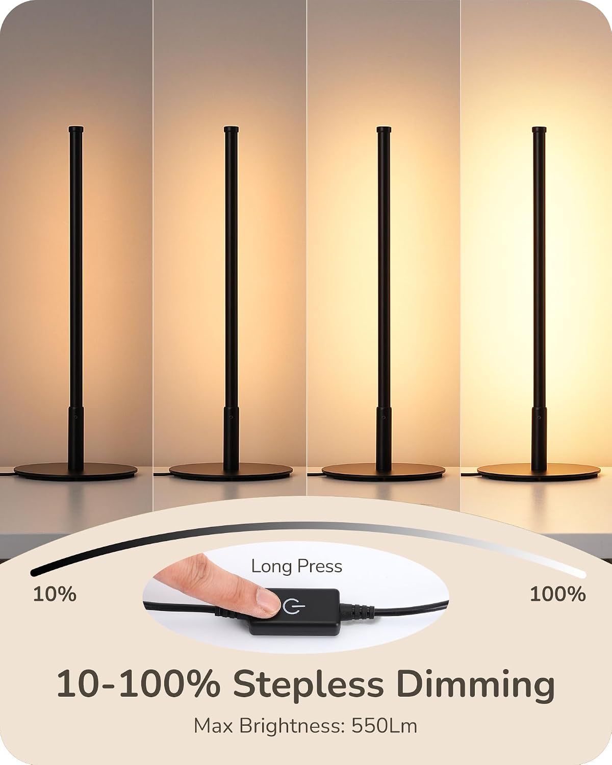 Black Dimmable 3 Color Metal Table Lamp