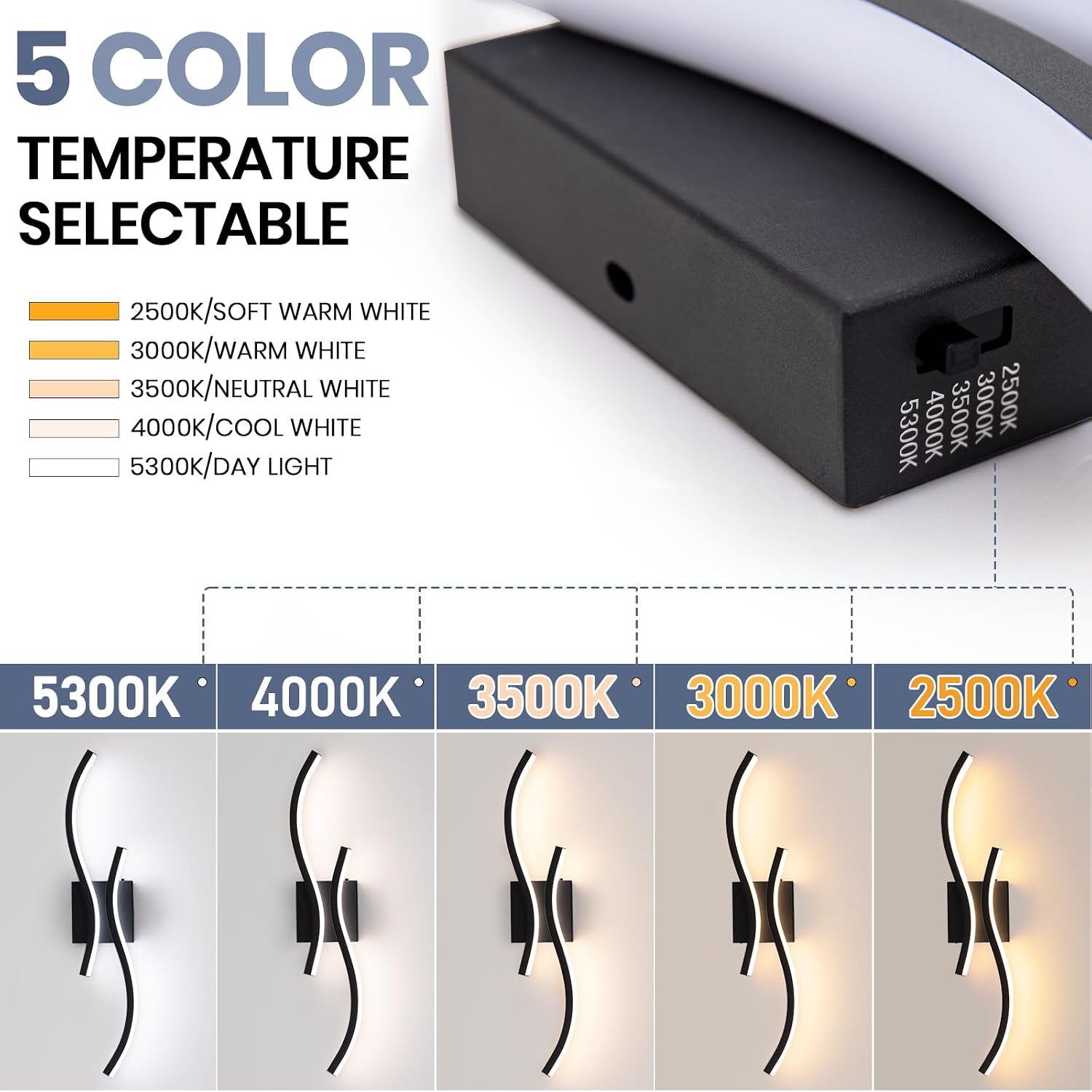Black Dimmable LED Bathroom Mirror Vanity Light
