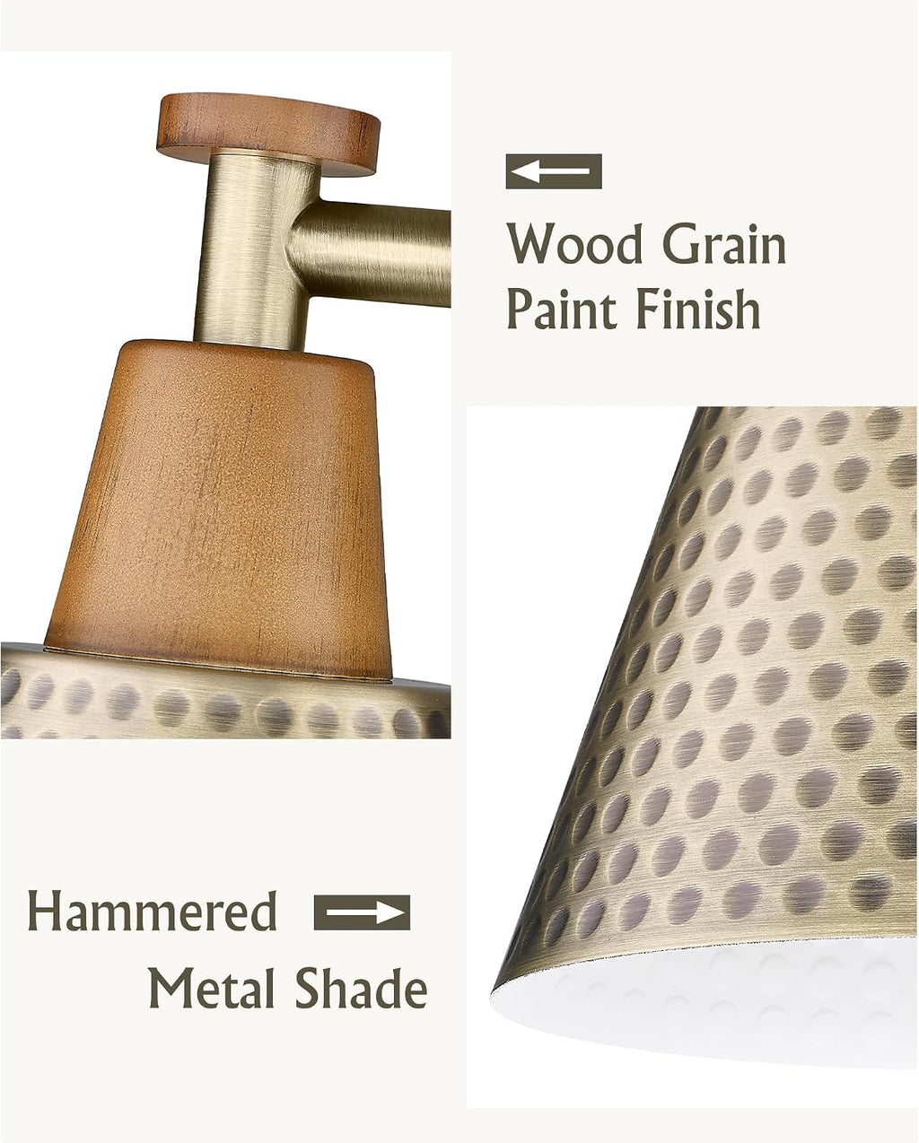 Gold Hammered Metal Bathroom Vanity Wall Lamp