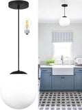 Black Milk Glass Kitchen Globe Pendant Light
