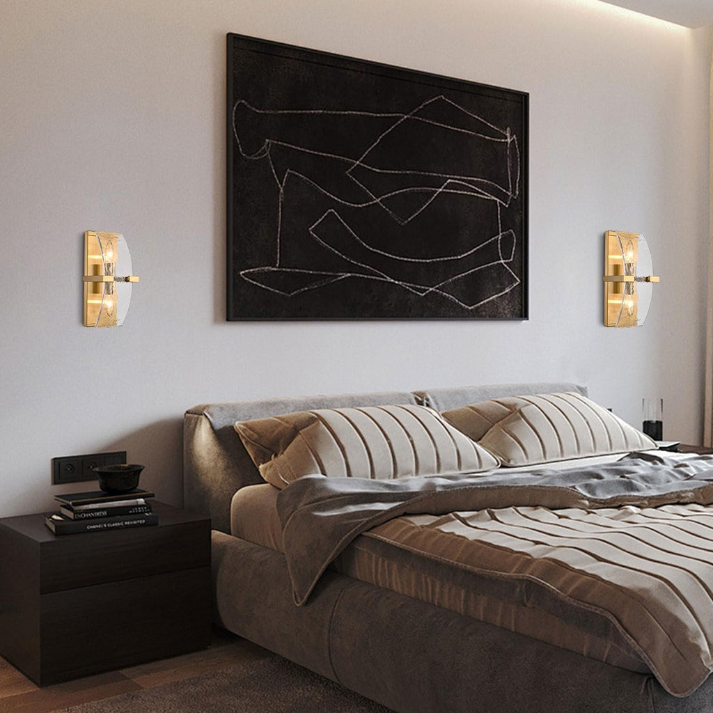 Gold Glass Wall Sconce Bedroom Living Room Lighting
