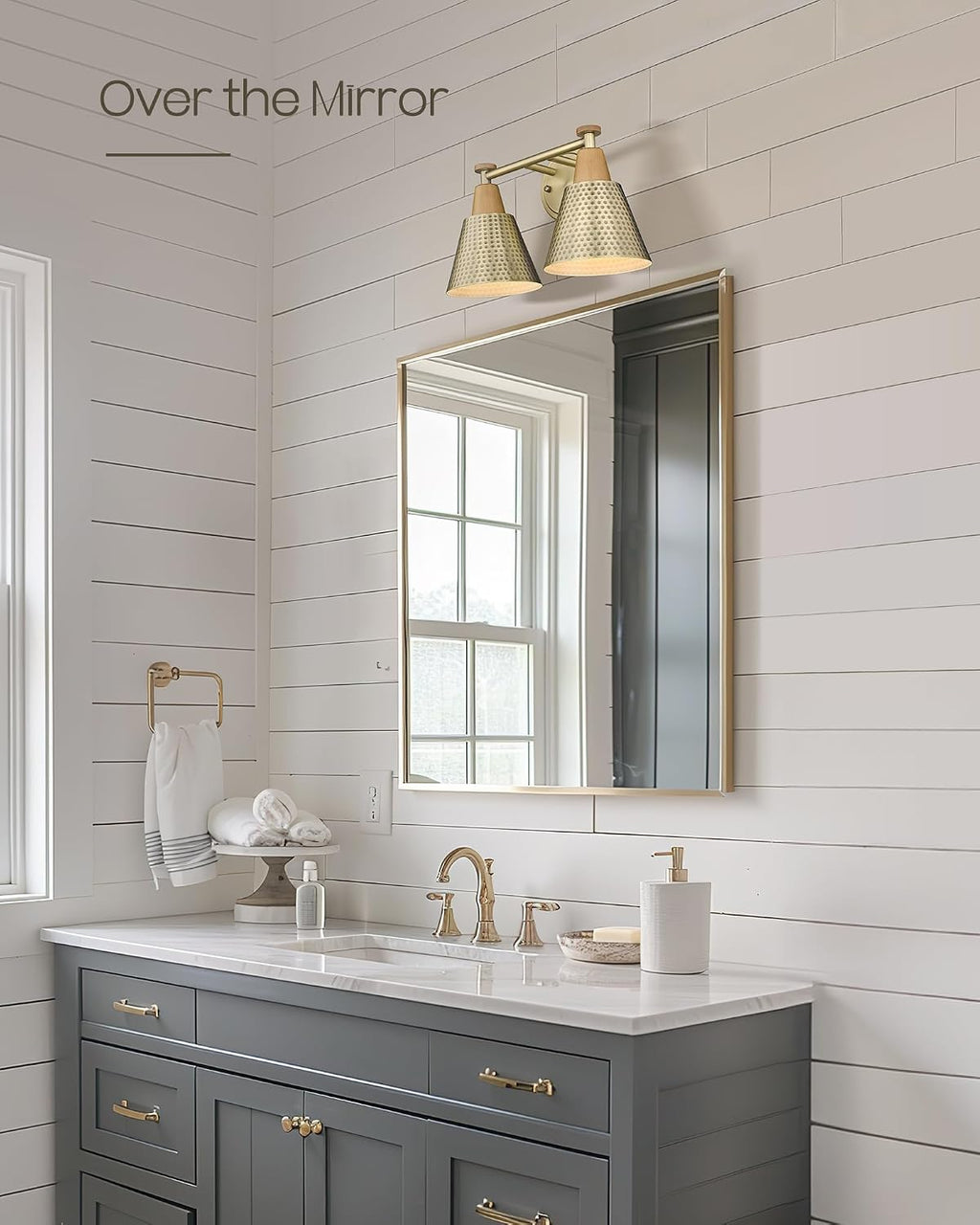 Gold Hammered Metal Bathroom Vanity Wall Lamp
