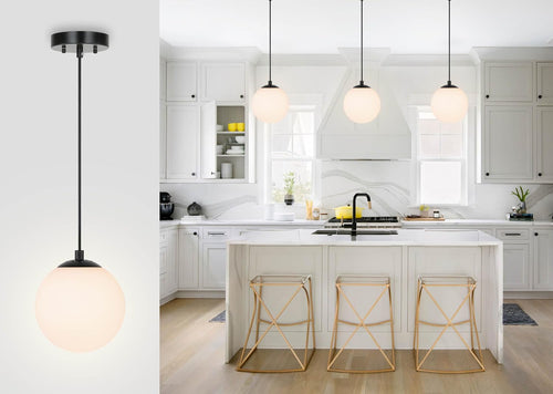 Black Globe Adjustable Kitchen Pendant Light