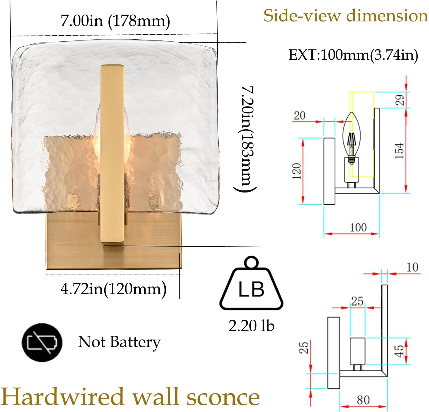 Gold Water Ripple Glass Wall Sconce Lights