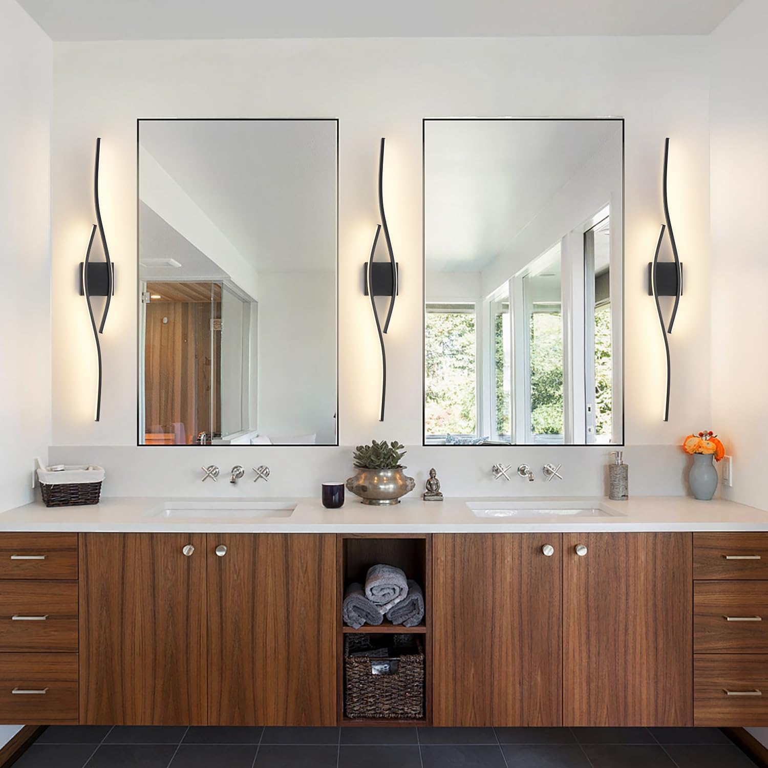 Black Dimmable LED Bathroom Mirror Vanity Lamp