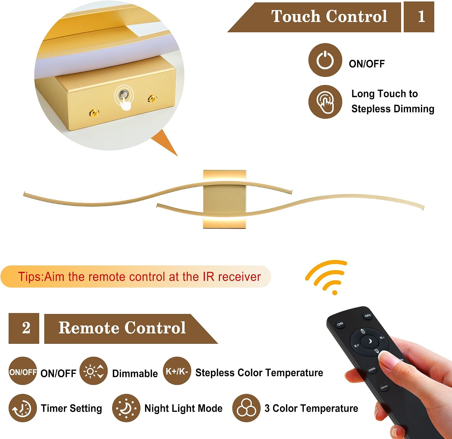 Remote Dimmable Wireless LED Wall Sconces