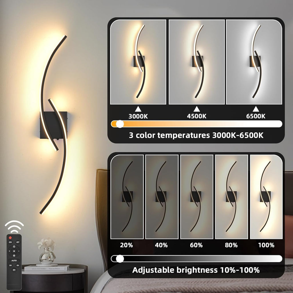 Wireless Dimmable LED Wall Sconce Bedroom Lighting