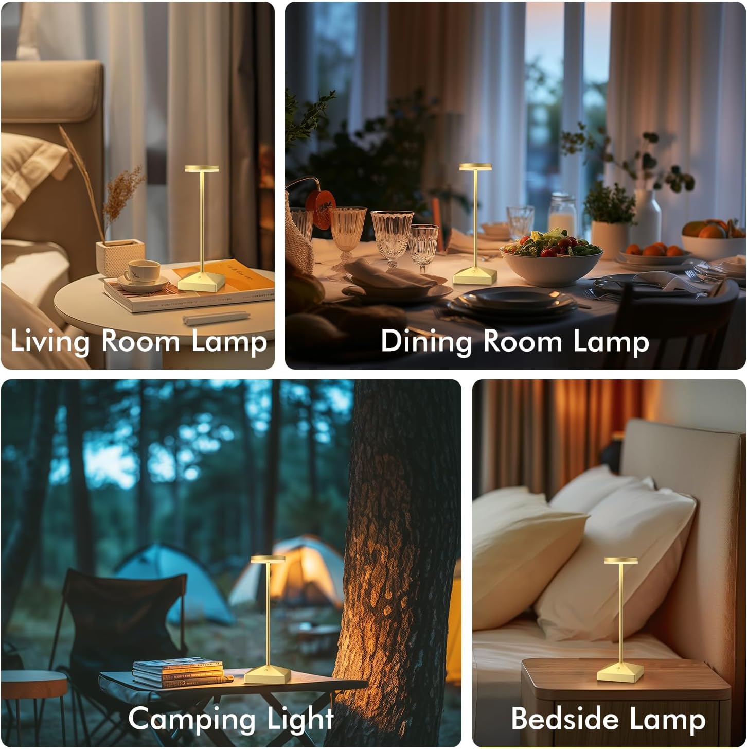 Gold Rechargeable Touch Cordless Table Lamps