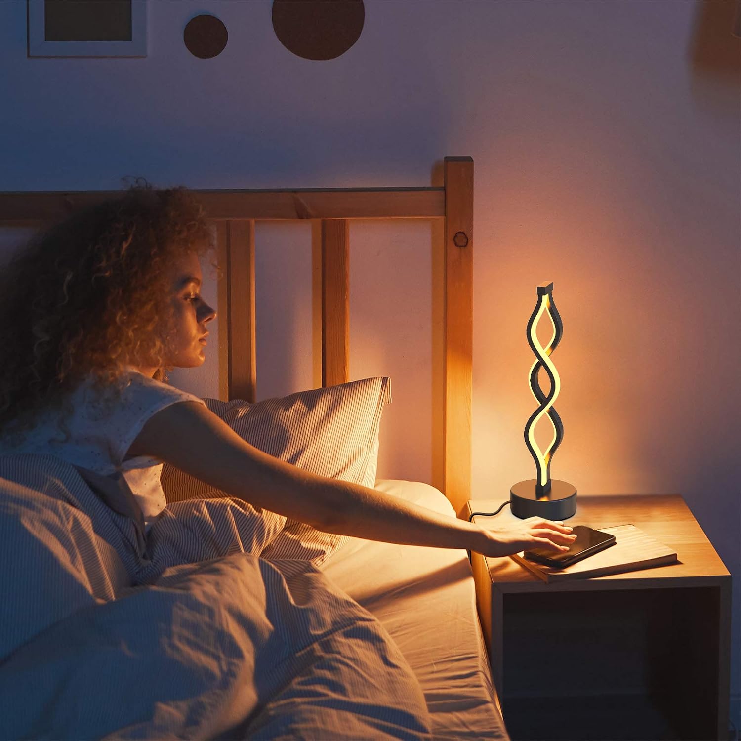 Black Dimmable Bedroom Nightstand Lamps