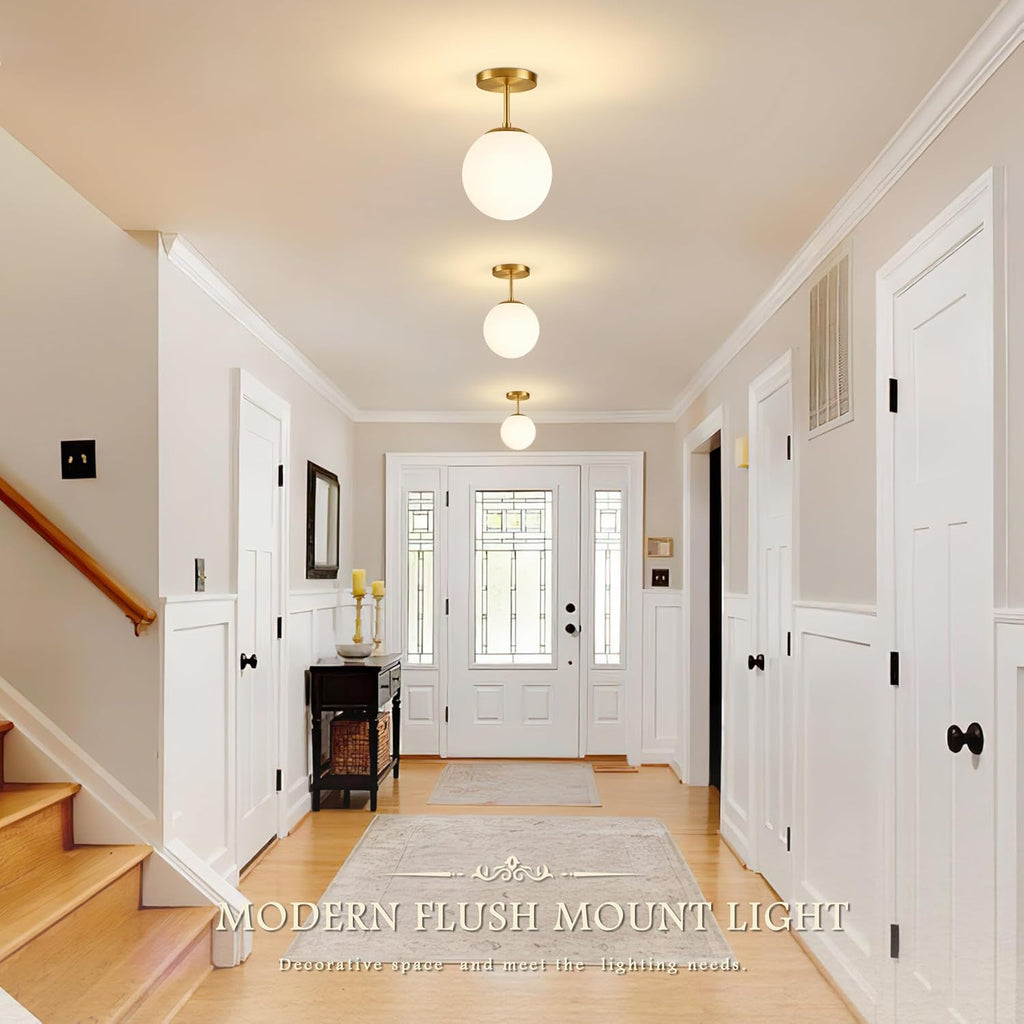 Gold Frosted Glass Globe Ceiling Lamp