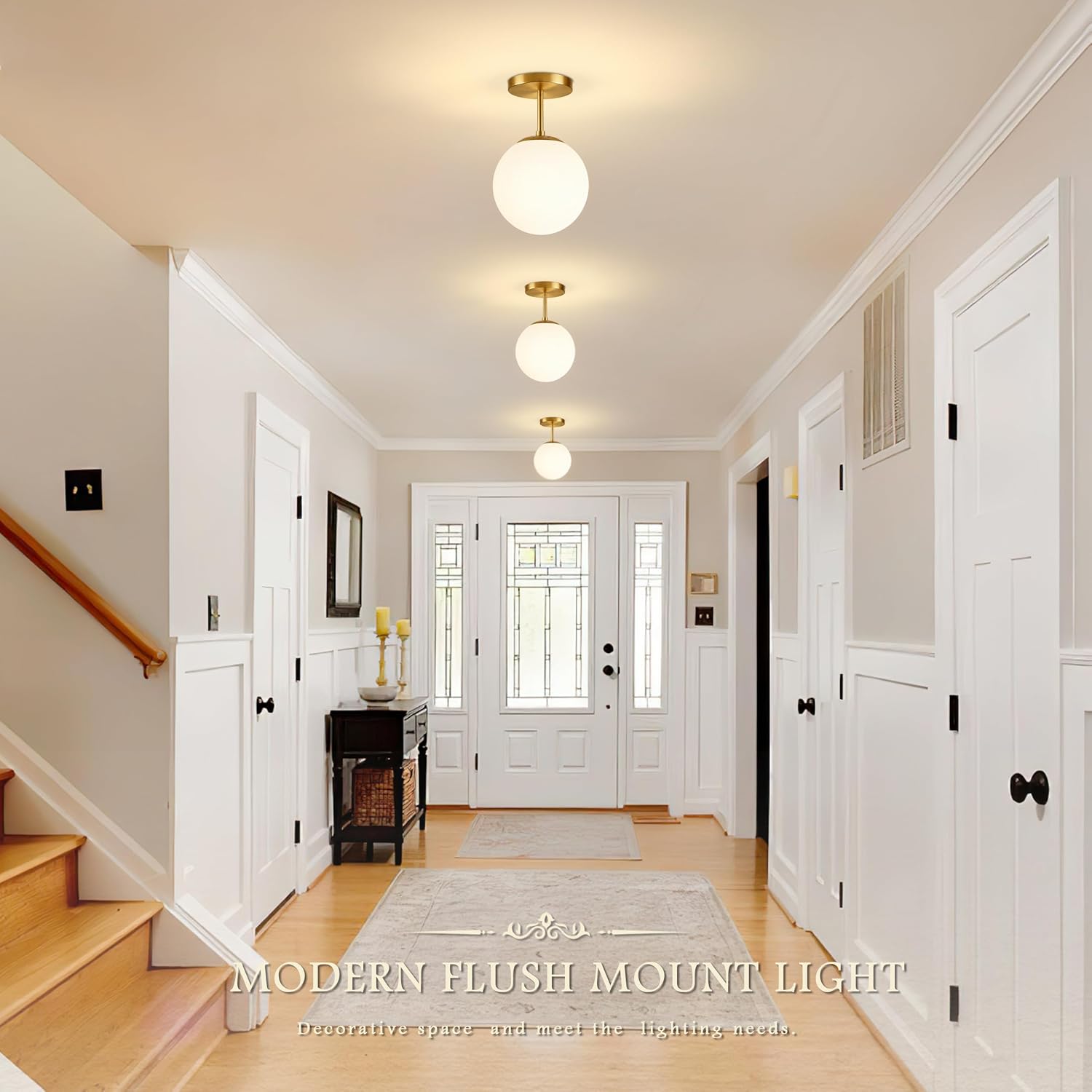 Gold Frosted Glass Globe Ceiling Lamp