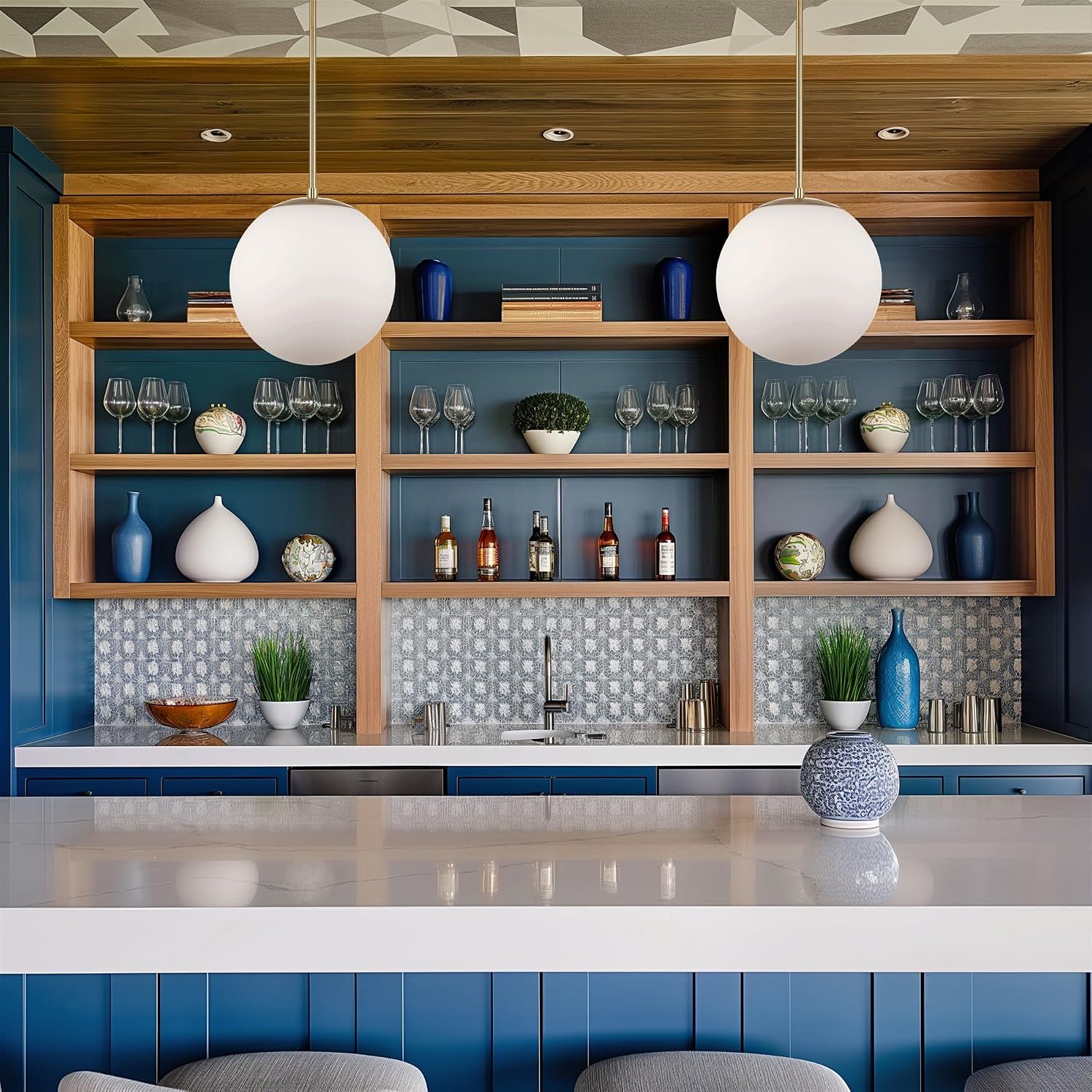 Brass Frosted Glass Kitchen Globe Pendant Lamp