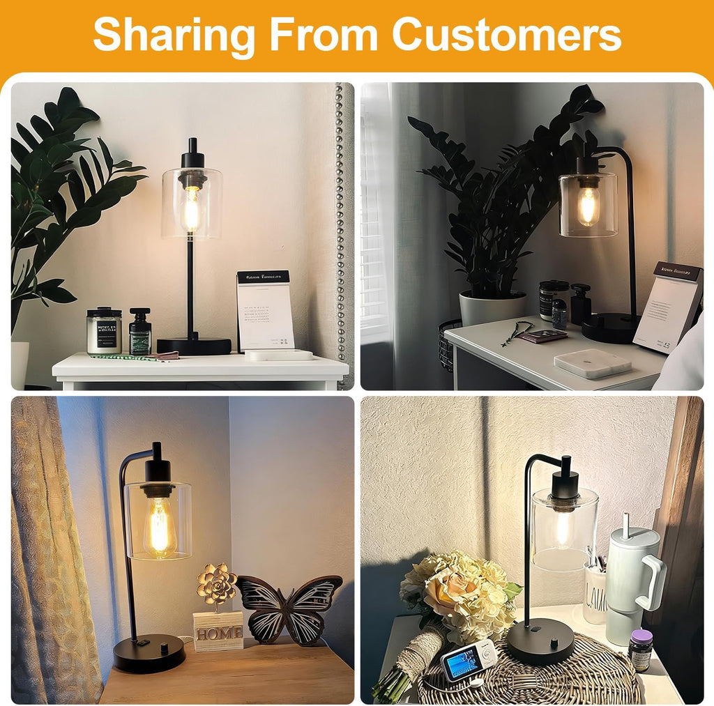 Industrial USB Dimmable Bedside Table Lamps