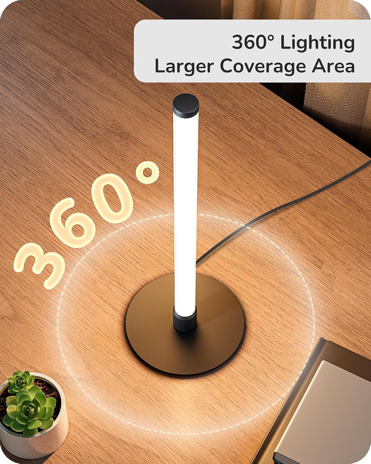 Black Dimmable 3 Color Bedside Table Lamp